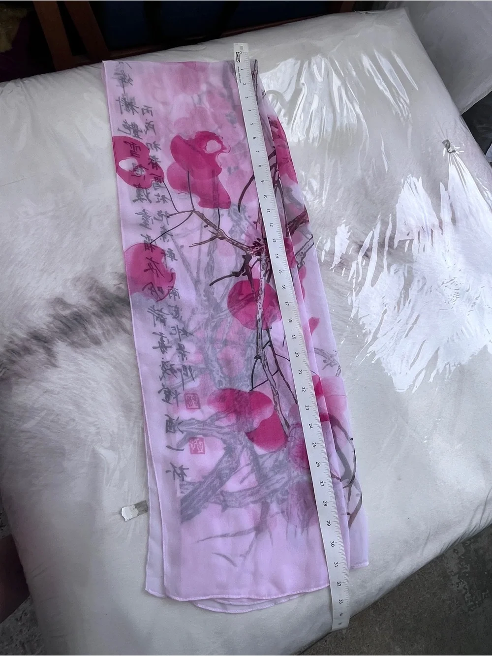 Lightweight Pink Floral Sheer Scarf for Women